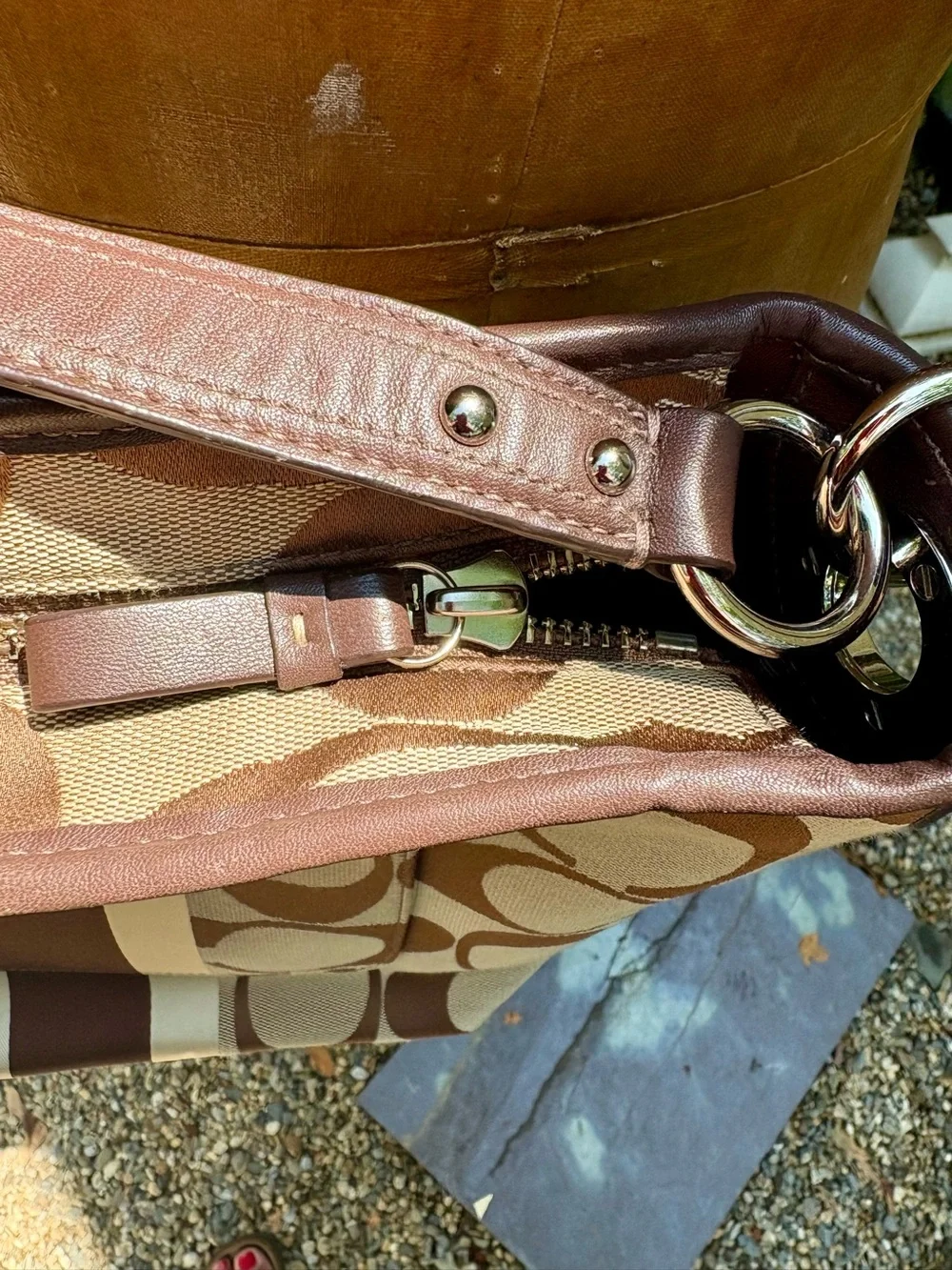 Vintage Coach Hampton’s Brown and Cream Signature Canvas Shoulder Bag